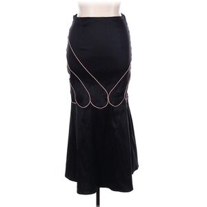 DDNY By Daniella Black Fishtail Maxi Skirt Pink Piping Sz 18 Mermaid Fit & Flare